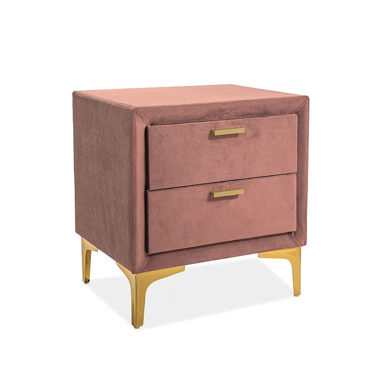 SZAFKA NOCNA MONAKO VELVET KOLOR ANT.RÓŻ/ZŁOTY TAPICERKA BLUVEL 52