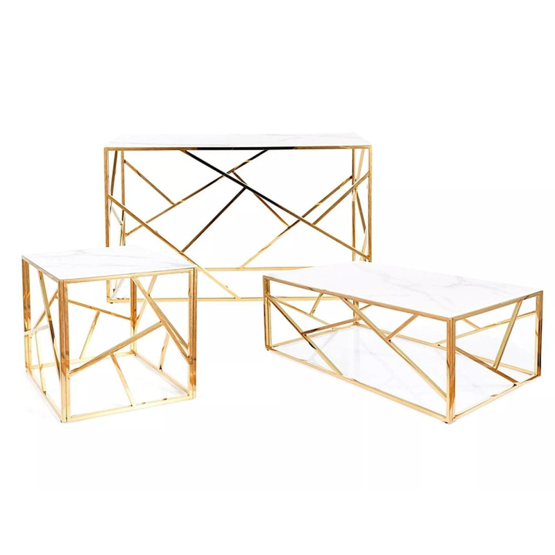 ŁAWA ESCADA A II BIAŁY EFEKT MARMURU/ZŁOTY 120X60