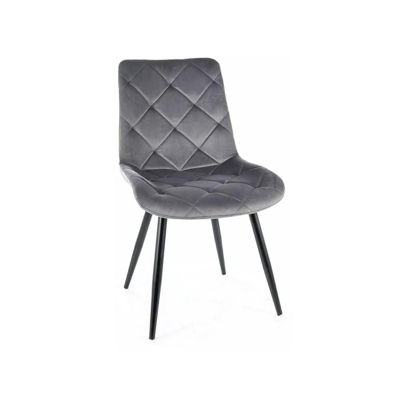 Krzesło tapicerowane Ralph Velvet czarny stelaż/szary bluvel 14