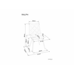 Krzesło tapicerowane Ralph Velvet czarny stelaż/szary bluvel 14