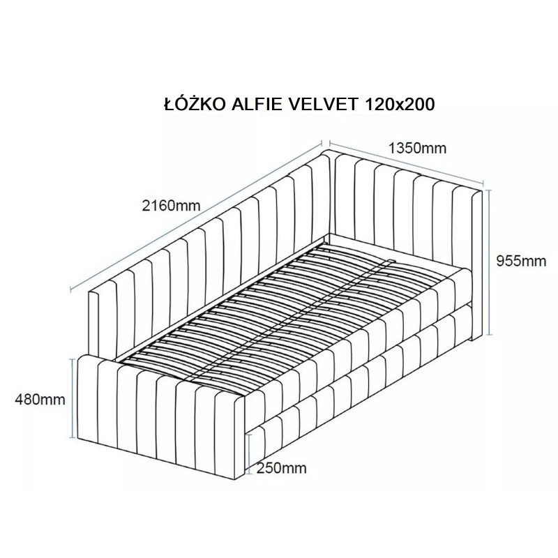 ŁÓŻKO ALFIE VELVET 120X200 C. BEŻ BLUVEL 40