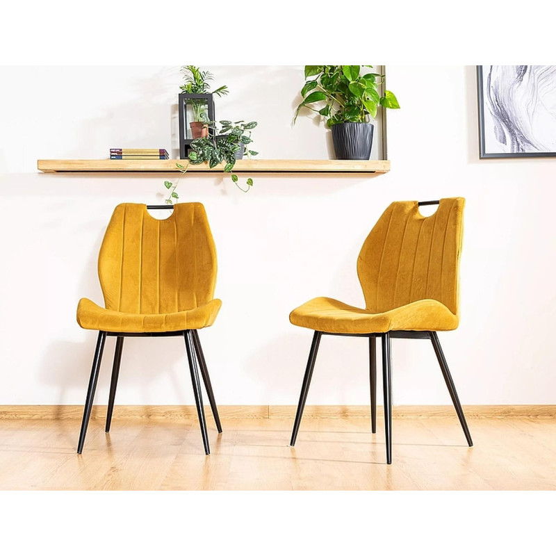 Krzesło tapicerowane Arco Velvet czarny stelaż/curry bluvel 68