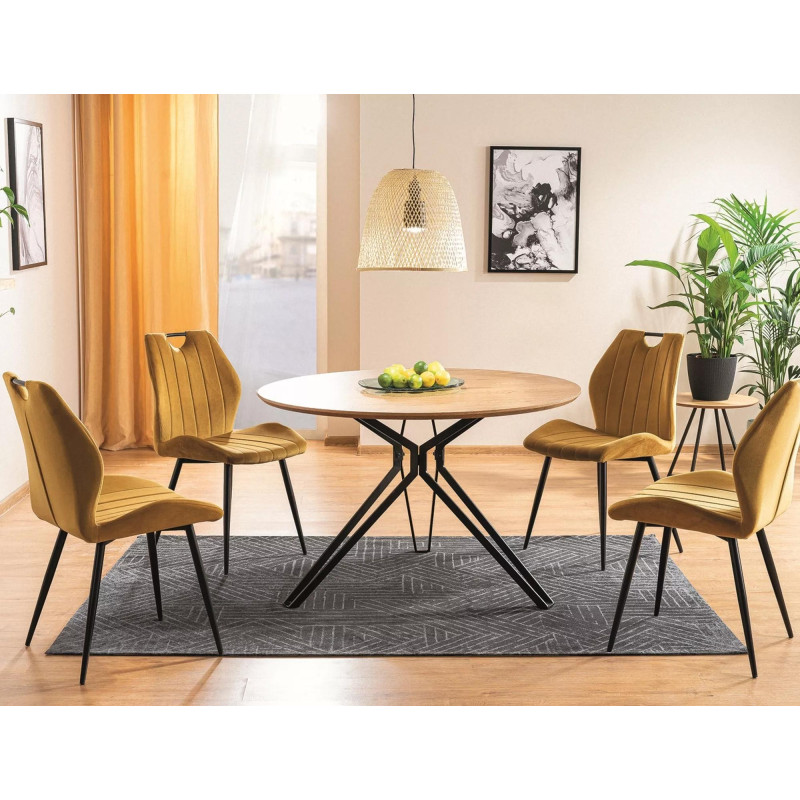 Krzesło tapicerowane Arco Velvet czarny stelaż/curry bluvel 68