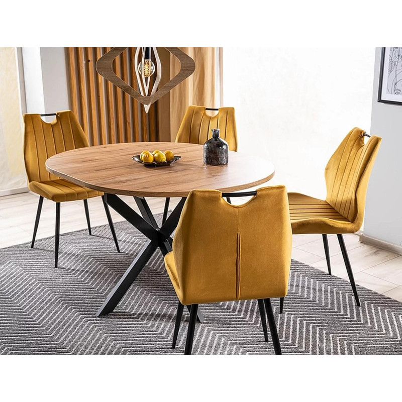 Krzesło tapicerowane Arco Velvet czarny stelaż/curry bluvel 68