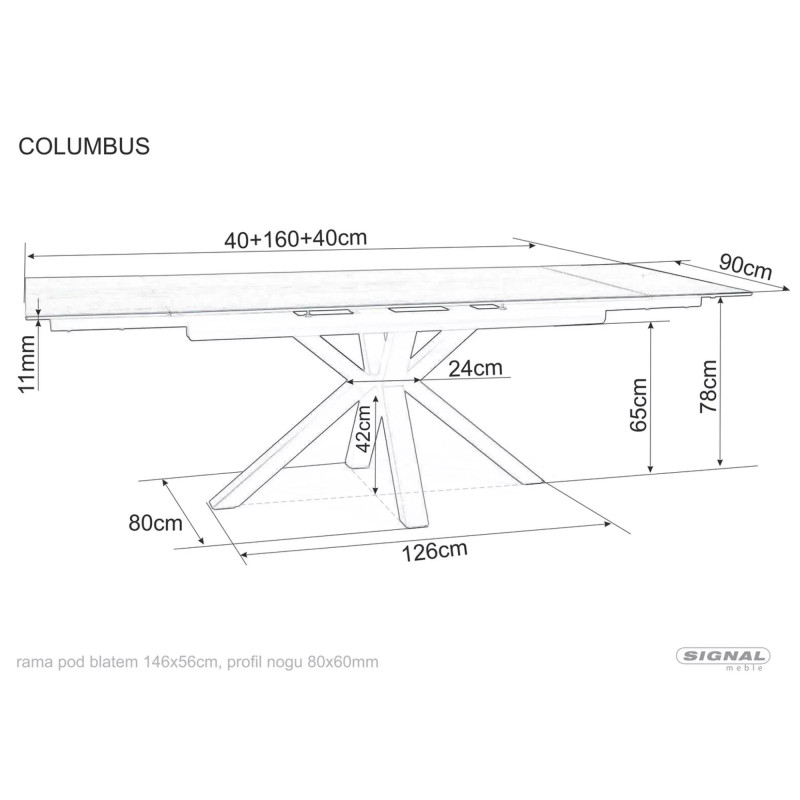 Stół Ceramiczny Columbus 160(240)X90 brąz/czarny mat