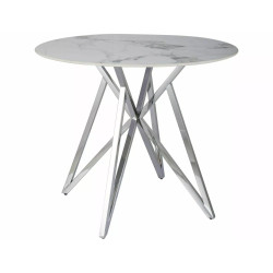 Okrągły stół Murano biały/chrom FI90