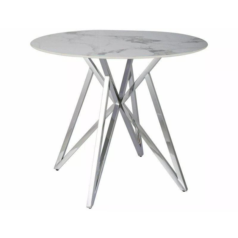Okrągły stół Murano biały/chrom FI90
