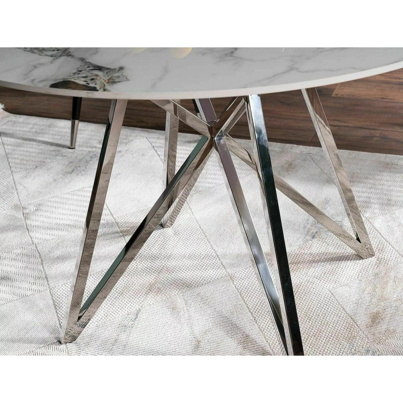 Okrągły stół Murano biały/chrom FI90