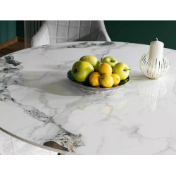 Okrągły stół Murano biały/chrom FI90