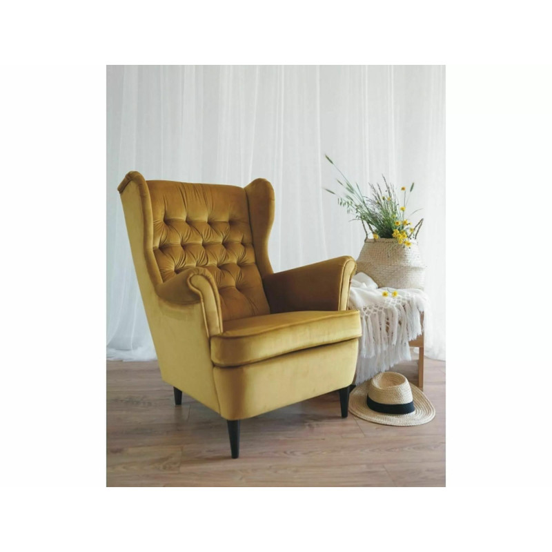FOTEL HARRY VELVET CURRY BLUVEL 68 / WENGE