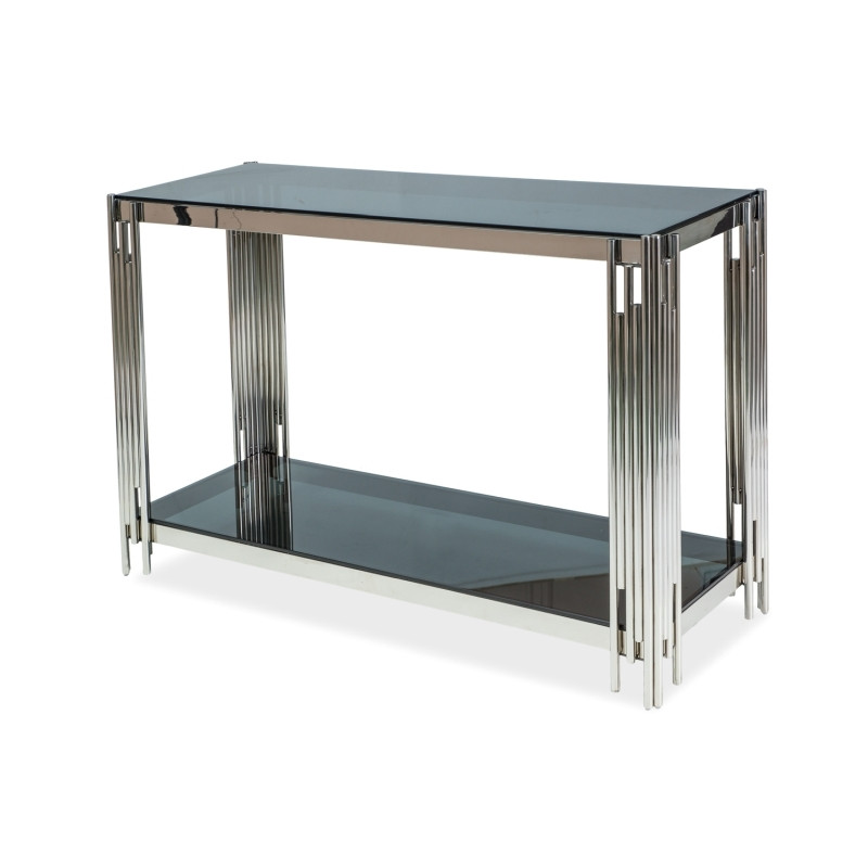 KONSOLKA FOSSIL C SZKŁO DYMIONE/SREBRNY 120X40