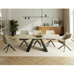 STÓŁ SALVADORE CERAMIC KREM DIAMOND CREAM / CZARNY MAT (160-240)X90