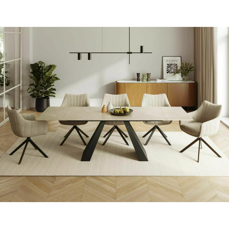 STÓŁ SALVADORE CERAMIC KREM DIAMOND CREAM / CZARNY MAT (160-240)X90