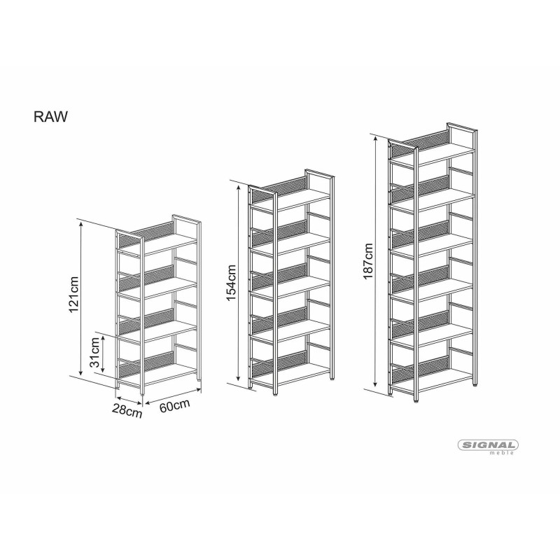 REGAŁ RAW R6 DĄB/CZARNY