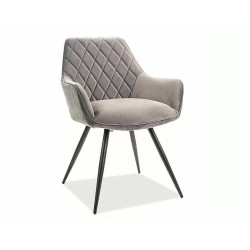 Krzesło tapicerowane Linea Velvet czarny stelaż/szary Bluvel 14