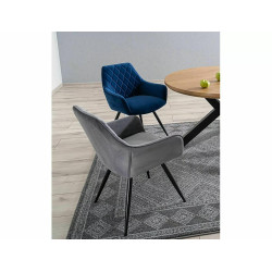 Krzesło tapicerowane Linea Velvet czarny stelaż/szary Bluvel 14