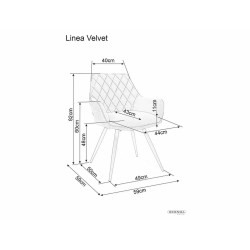 Krzesło tapicerowane Linea Velvet czarny stelaż/szary Bluvel 14