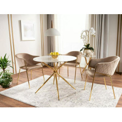 Okrągły stół Azalia Ceramic biały/złoty FI 90