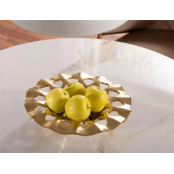 Okrągły stół Azalia Ceramic biały/złoty FI 90