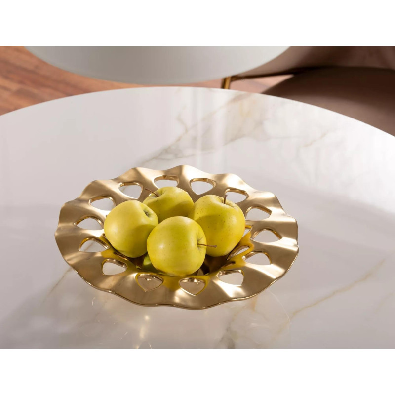 Okrągły stół Azalia Ceramic biały/złoty FI 90