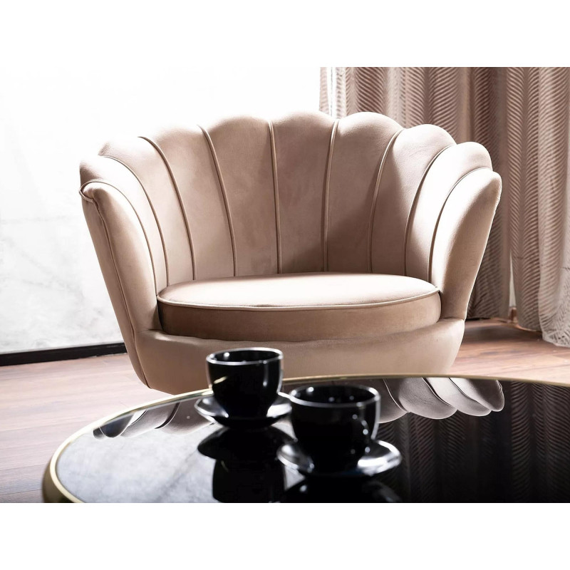 FOTEL CAMELLIA 1 VELVET BEŻOWY BLUVEL 28/ZŁOTY