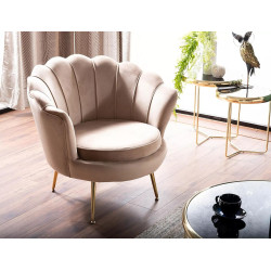 FOTEL CAMELLIA 1 VELVET BEŻOWY BLUVEL 28/ZŁOTY