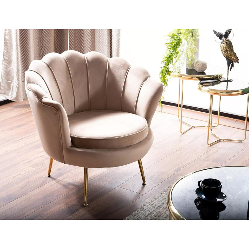 FOTEL CAMELLIA 1 VELVET BEŻOWY BLUVEL 28/ZŁOTY