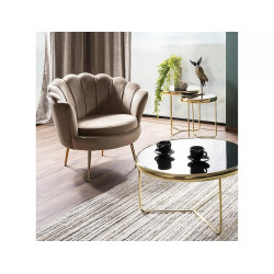 FOTEL CAMELLIA 1 VELVET BEŻOWY BLUVEL 28/ZŁOTY