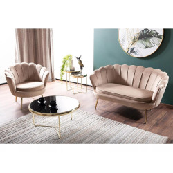 FOTEL CAMELLIA 1 VELVET BEŻOWY BLUVEL 28/ZŁOTY