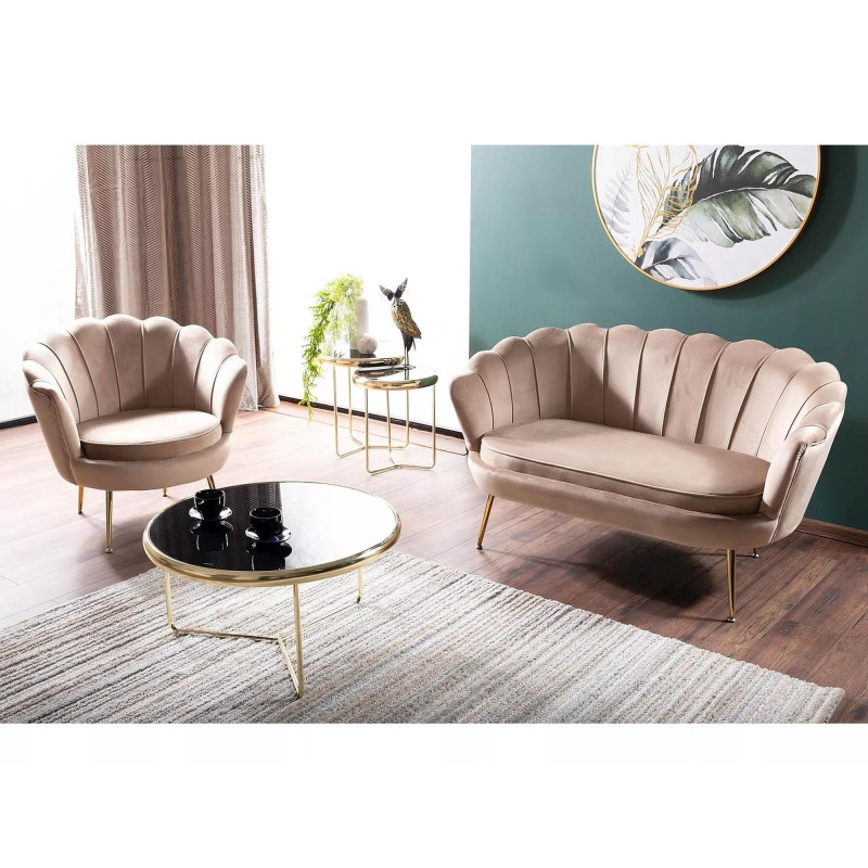 FOTEL CAMELLIA 1 VELVET BEŻOWY BLUVEL 28/ZŁOTY