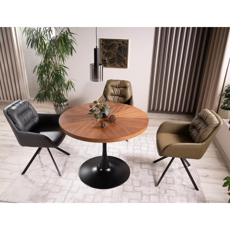 STÓŁ AMADEO ORZECH/CZARNY MAT FI 80