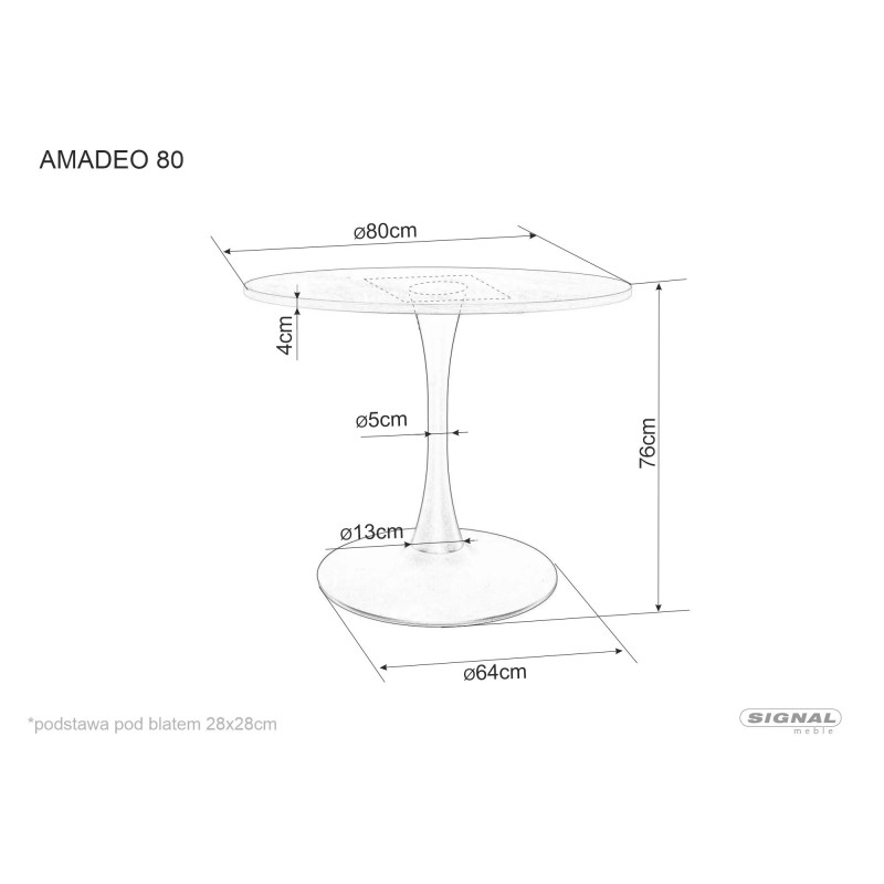 STÓŁ AMADEO ORZECH/CZARNY MAT FI 80