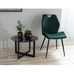 Krzesło tapicerowane Arco Velvet czarny stelaż/zielony bluvel 78