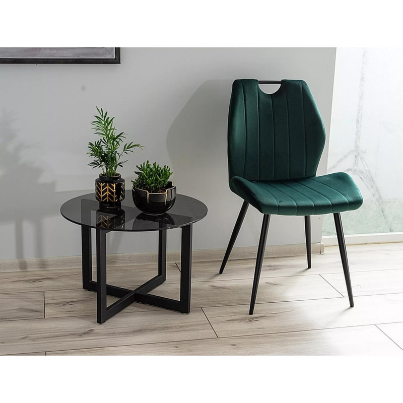 Krzesło tapicerowane Arco Velvet czarny stelaż/zielony bluvel 78