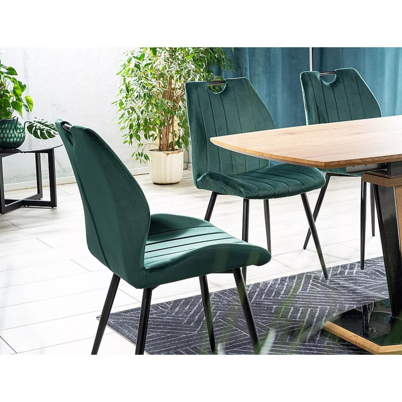 Krzesło tapicerowane Arco Velvet czarny stelaż/zielony bluvel 78