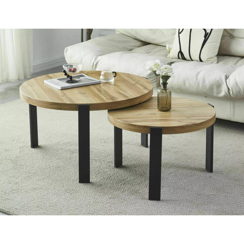 ŁAWA POLO DĄB ARTISAN/CZARNY FI 80 FI 60 (ZESTAW)