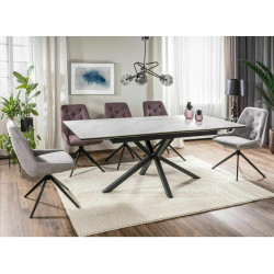 Stół Logan Ceramic biały/czarny mat 160(200)x90