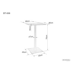 Stół barowy BT-006 dąb artisan/czarny 60x60