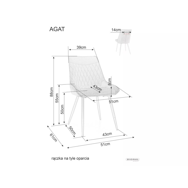 Krzesło tapicerowane Agat Velvet czarny stelaż/ciemny beż bluvel 40
