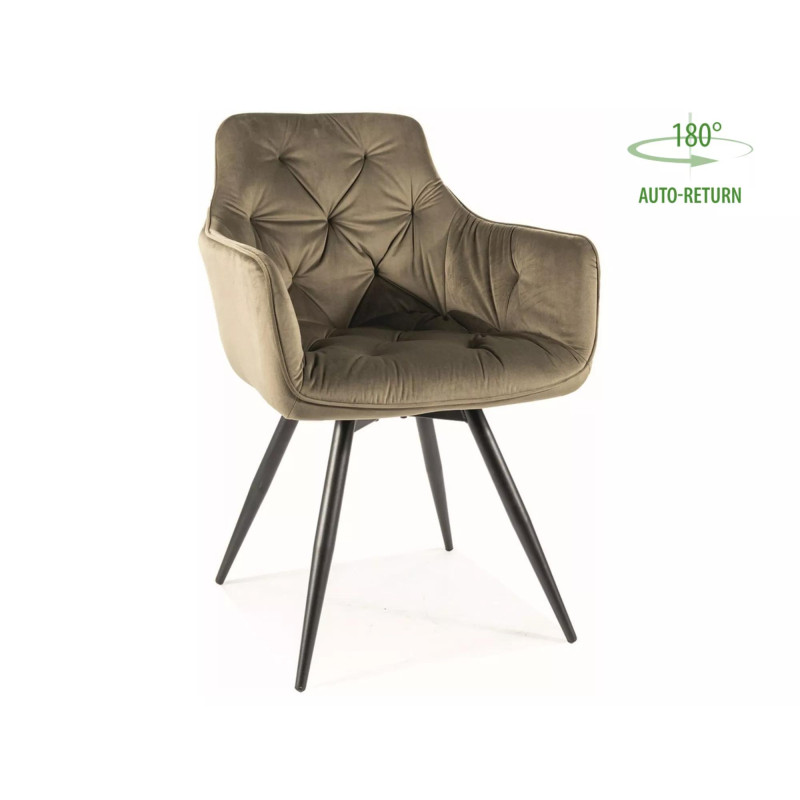 KRZESŁO MANGO VELVET STELAŻ CZARNY/BLUVEL OLIWKA 77