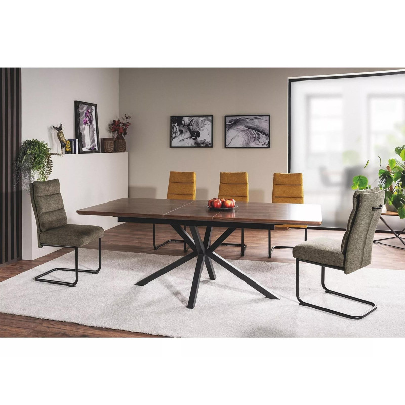 Eleganckie krzesło tapicerowane Berry Brego czarny stelaż/beż 34