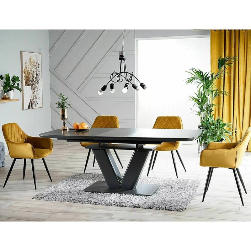 Krzesło tapicerowane Linea Velvet czarny stelaż/curry Bluvel 68
