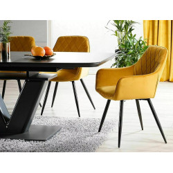 Krzesło tapicerowane Linea Velvet czarny stelaż/curry Bluvel 68