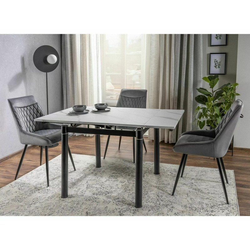 Krzesło tapicerowane Agat Velvet czarny stelaż/szary bluvel 14