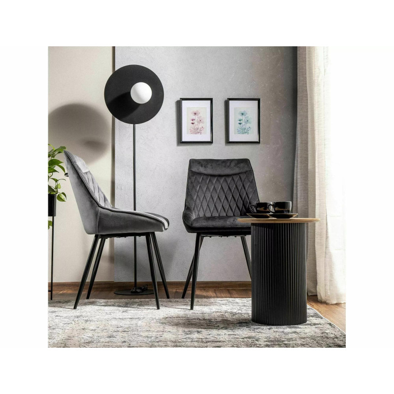 Krzesło tapicerowane Agat Velvet czarny stelaż/szary bluvel 14