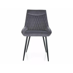Krzesło tapicerowane Agat Velvet czarny stelaż/szary bluvel 14