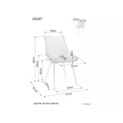 Krzesło tapicerowane Agat Velvet czarny stelaż/szary bluvel 14