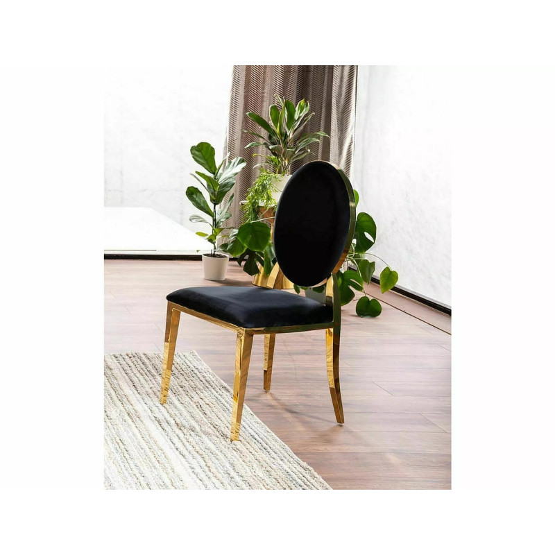 Nowoczesne krzesło King Velvet złoty stelaż/czarny Bluvel 19