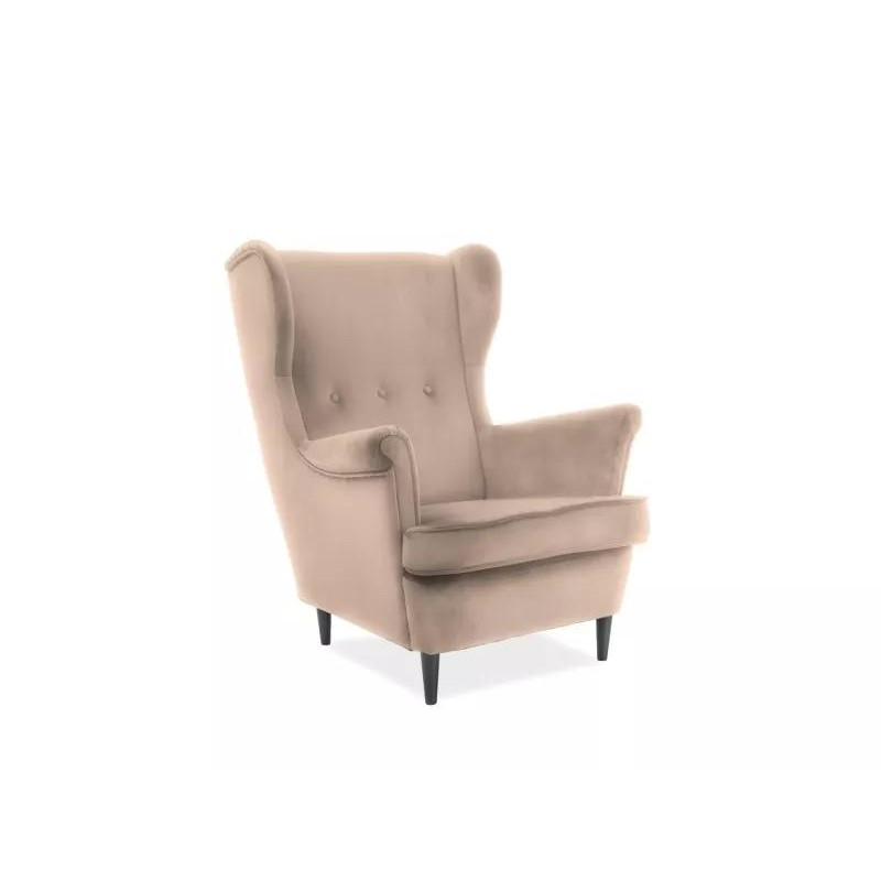 FOTEL LORD VELVET BEŻOWY BLUVEL 28 / WENGE