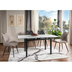 Krzesło tapicerowane Arco Brego czarny stelaż/beż 34